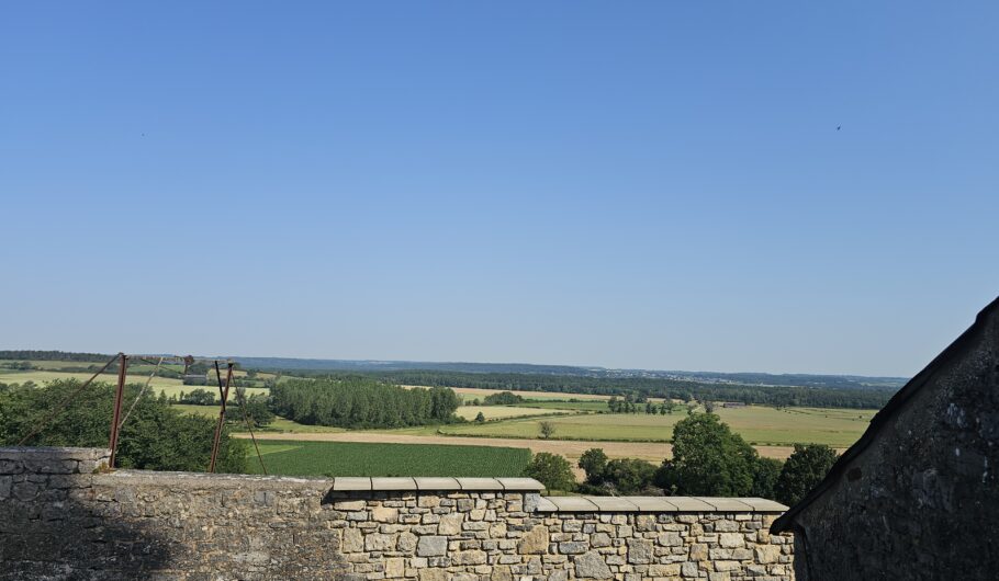 Vue panoramique sur campagne et champs verdoyants